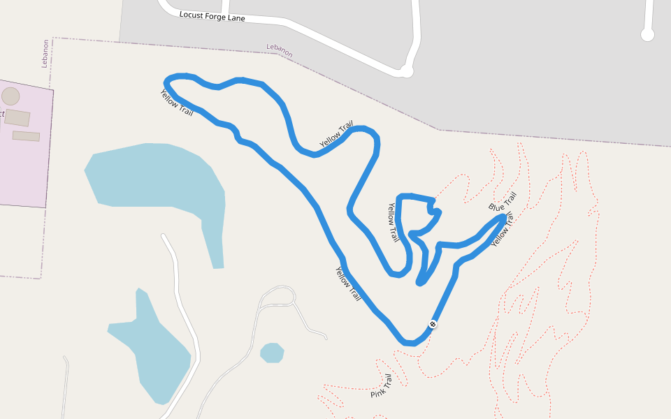 Yellow Trail walking route map in Lebanon