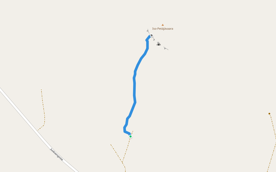 Petäjävaara approach trail walking route map in Lehtilaki
