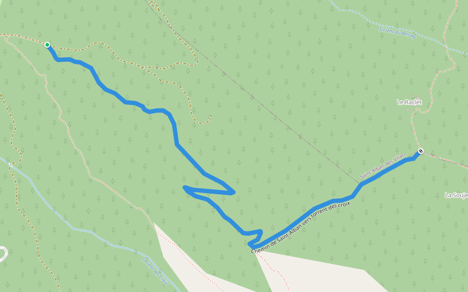 Chemin de Saint-Alban vers torrent des croix walking route map in Saint-Colomban-des-Villards