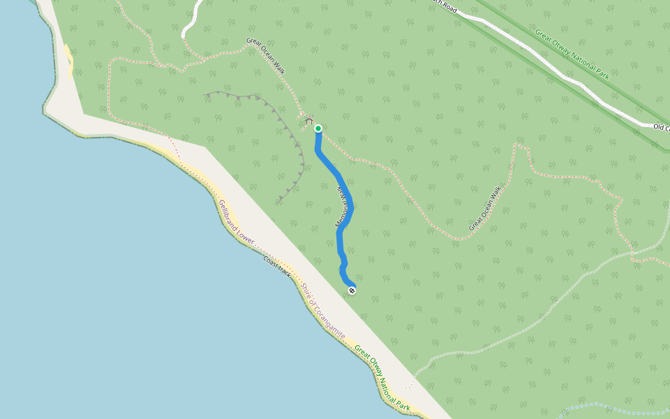 Memorial Walk walking route map in Gellibrand Lower