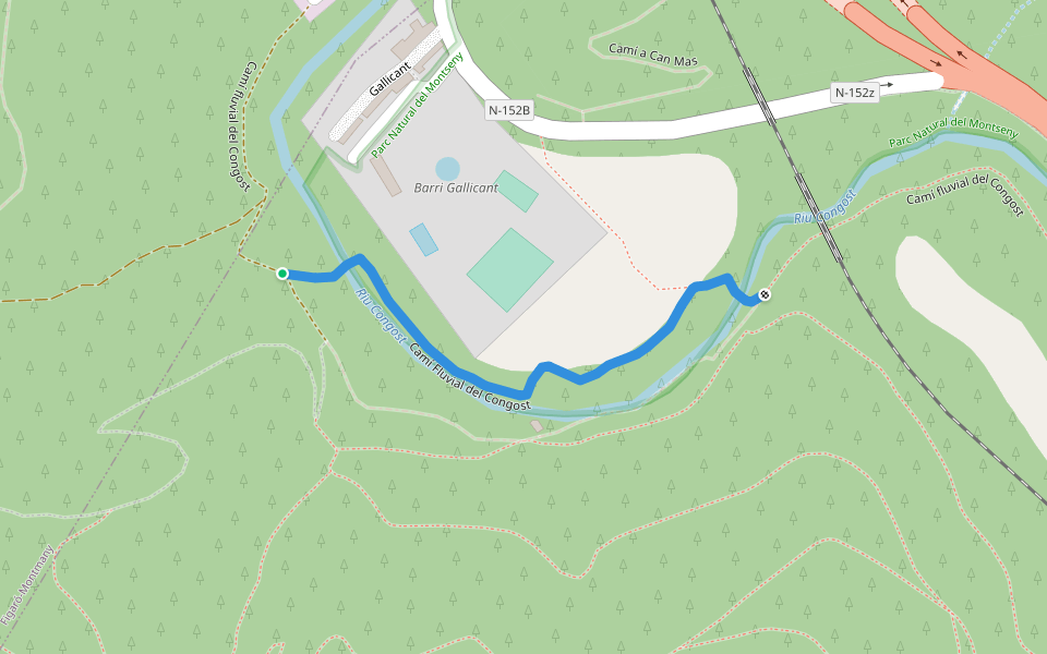 Camí Fluvial del Congost walking route map in La Garriga