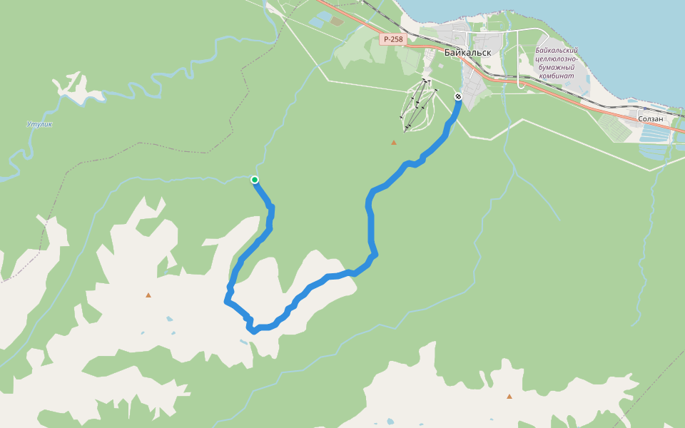 на пик. Порожистый walking route map in Baykalsk