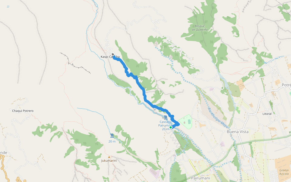Senda Pairumani-Tunari walking route map in Cochabamba
