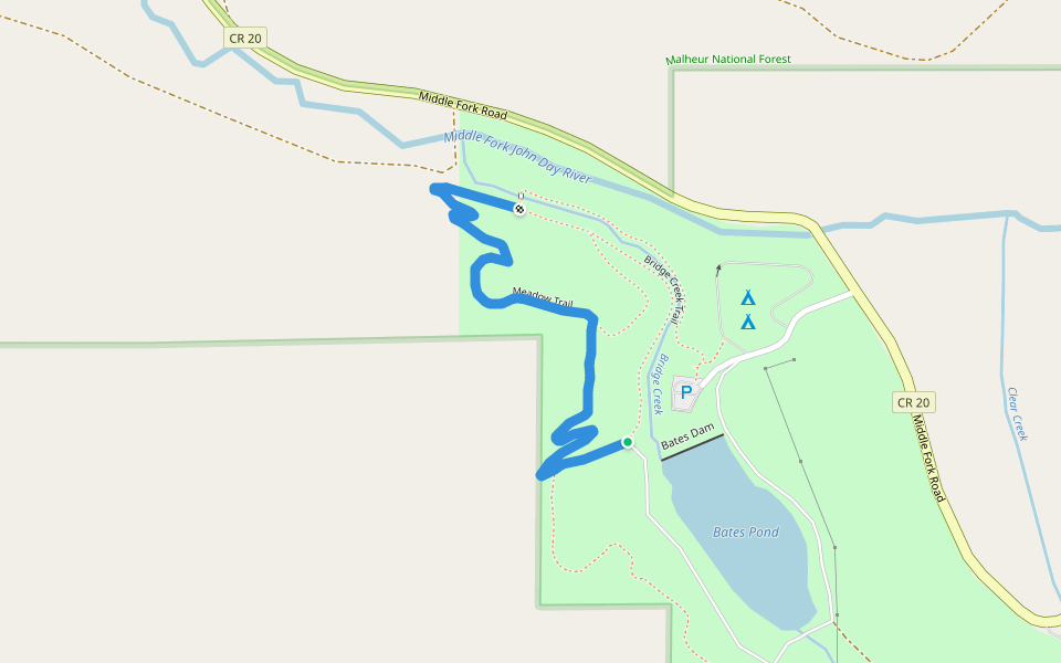 Meadow Trail walking route map in Prairie City