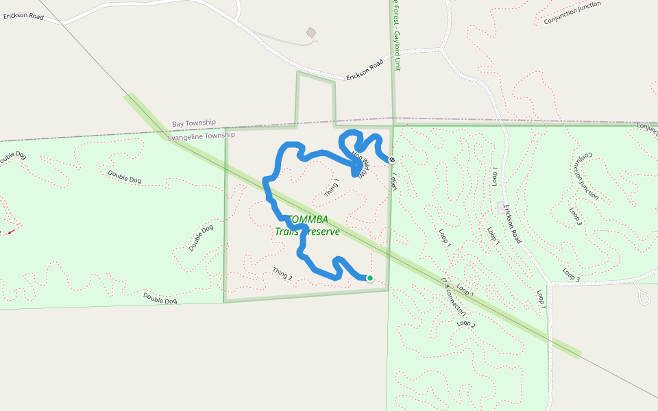 Hog Wild (W) walking route map in Boyne City