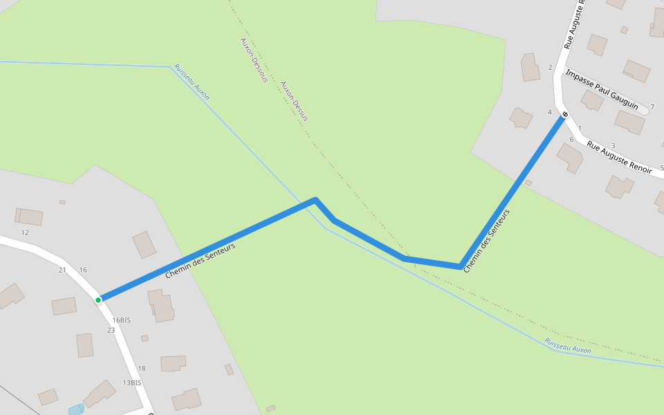 chemin des senteurs walking route map in Les Auxons