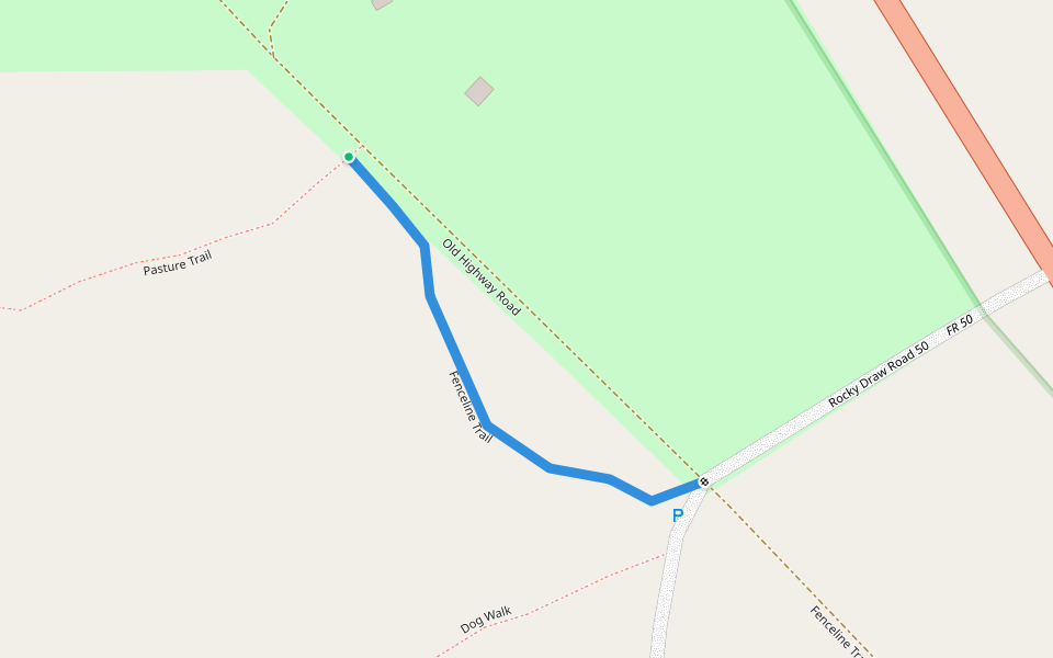 Fenceline Trail walking route map in Heber-Overgaard