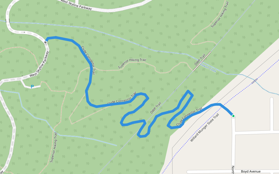 Clyde Connector Trail walking route map in Duluth