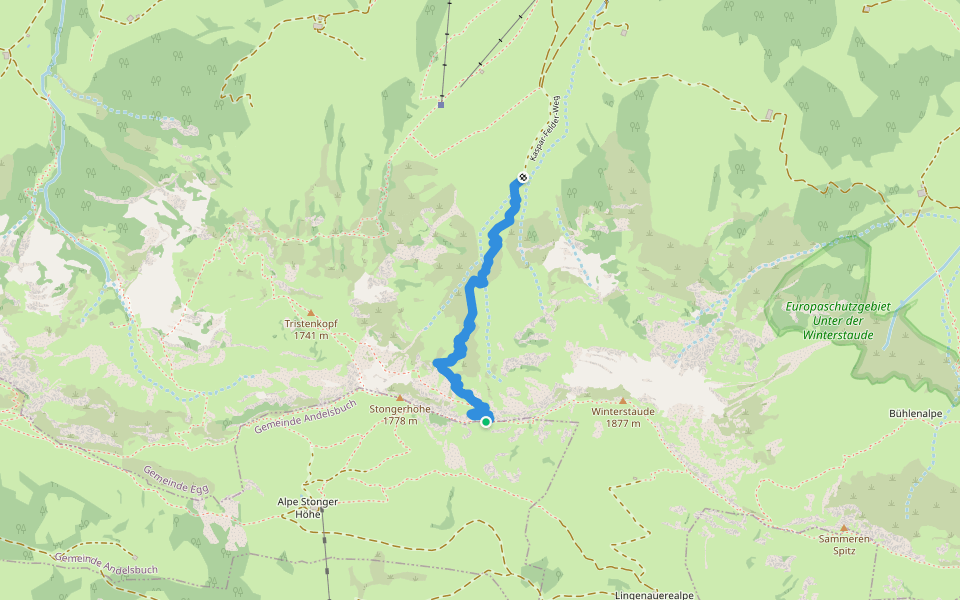 Kaspar-Felder-Weg walking route map in Bezau