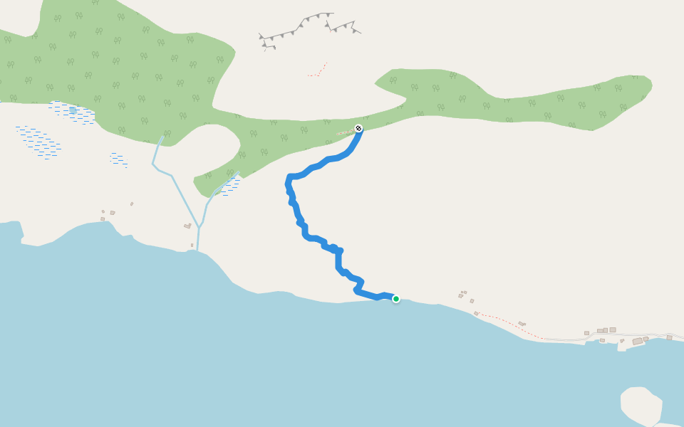 Ersfjord approach path walking route map in Ersfjordbotn
