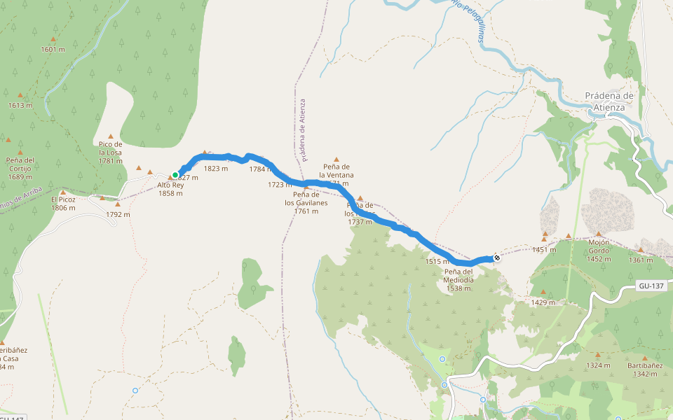 Cuerda del Alto Rey - Senda de los Esquís walking route map in Condemios de Arriba