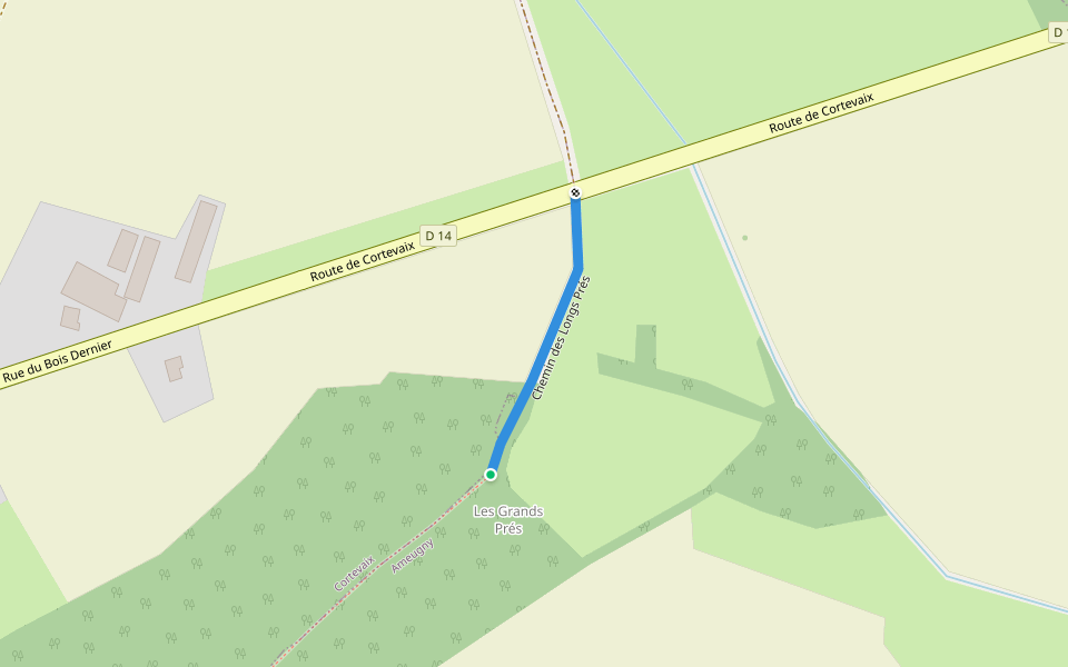 Chemin des Longs Prés walking route map in Cortevaix