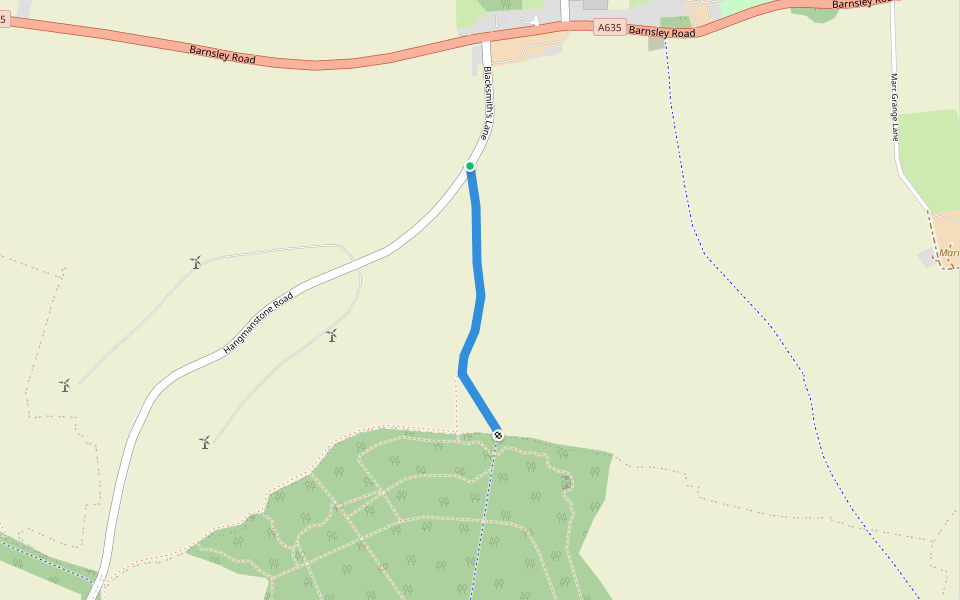 Mellinder Lane walking route map in Marr