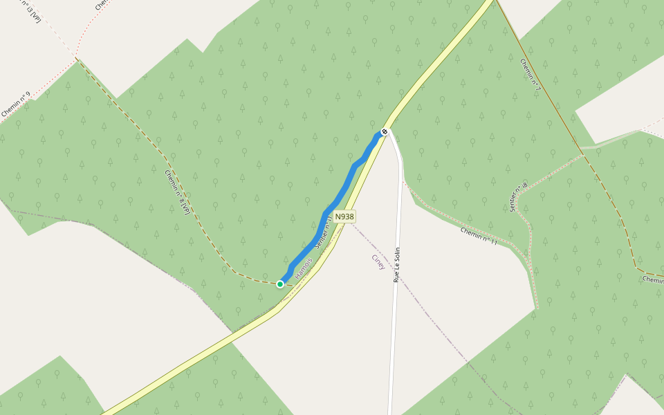 Sentier n° i1 walking route map in Hamois