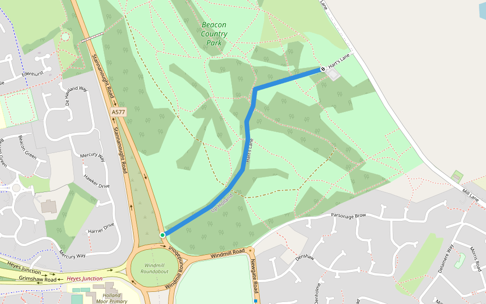 Hart's Lane walking route map in Skelmersdale