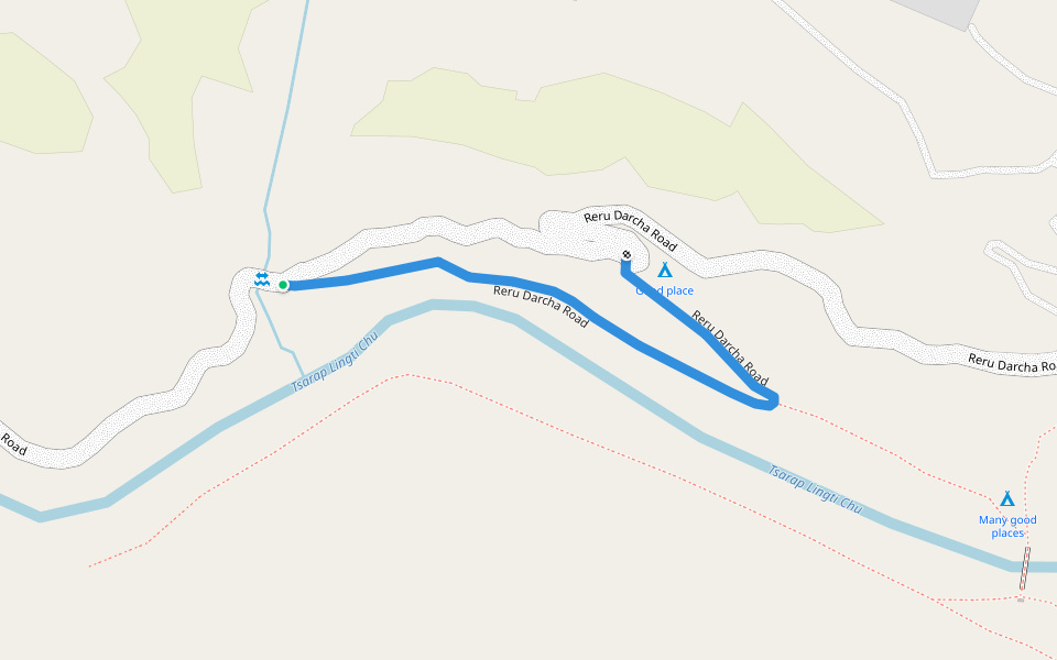 Reru Darcha Road walking route map in Dorzong