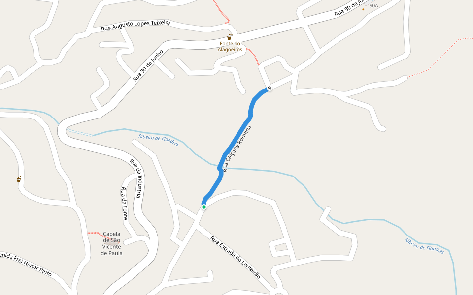 Rua Calçada Romana walking route map in Covilhã