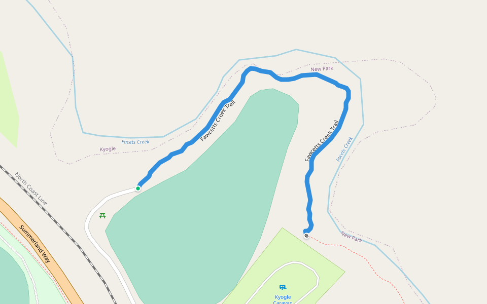 Fawcetts Creek Trail walking route map in New Park