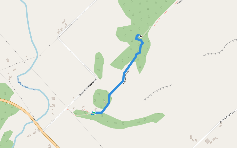 Glowworm path walking route map in Puramāhoi