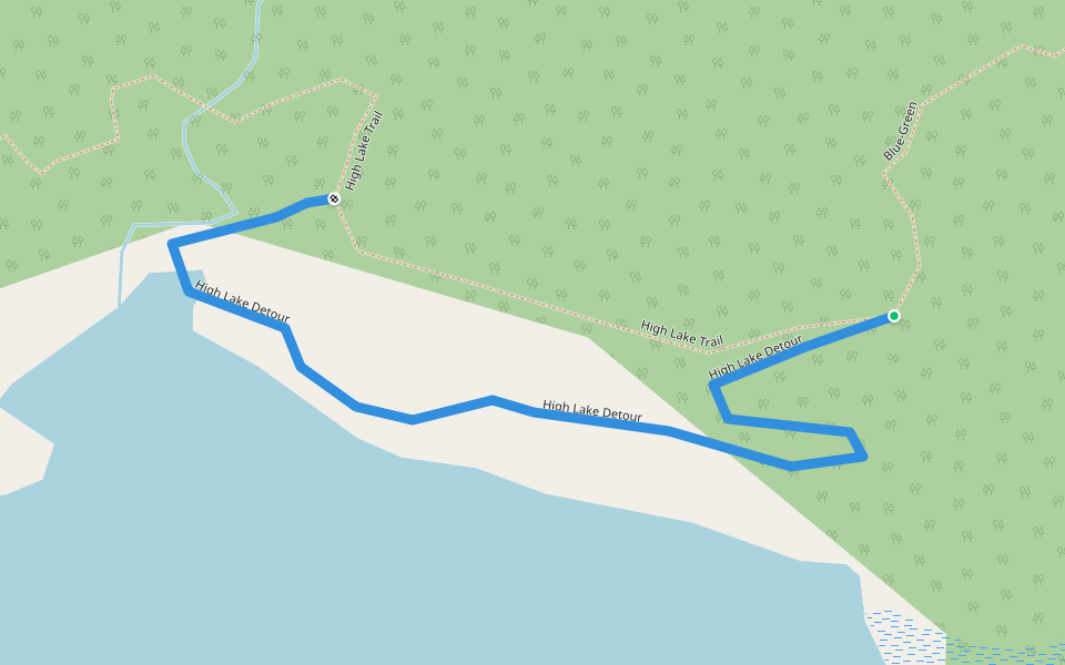High Lake Detour walking route map in North Bay