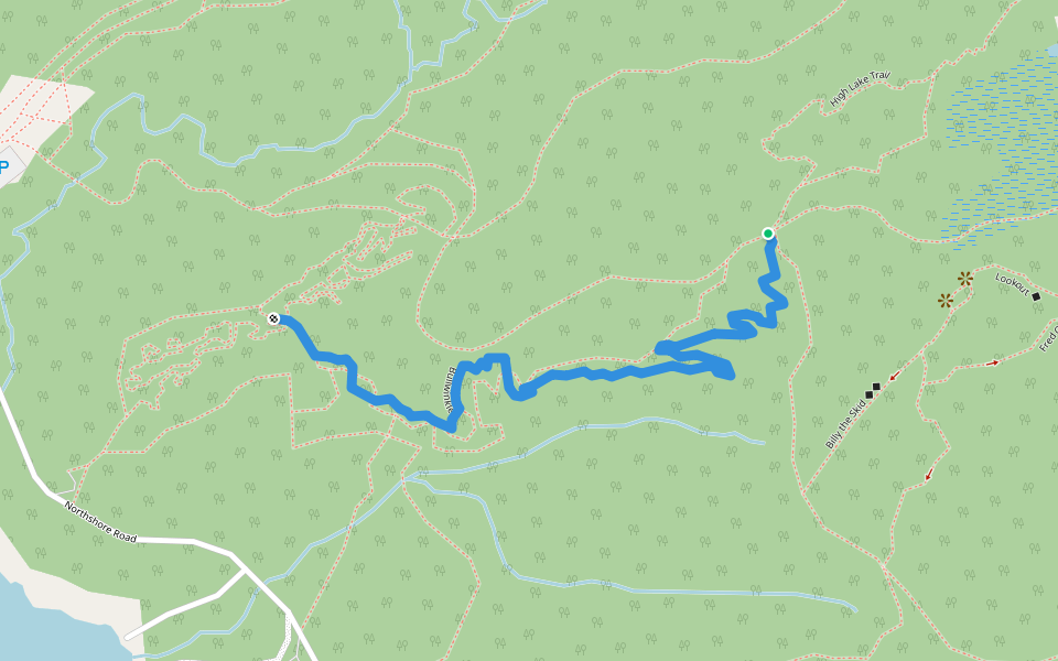 Bullwinkle's walking route map in North Bay