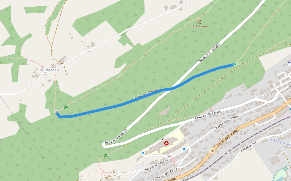Sentier de la Brigade walking route map in Saint-Imier