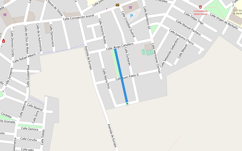 Paseo Modesto Cabezas walking route map in Montijo