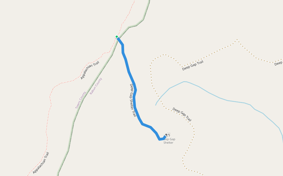 Deep Gap Shelter Trail walking route map in Hiawassee