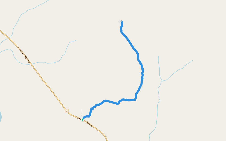 Angelcomb Peak walking route map in Dawson City
