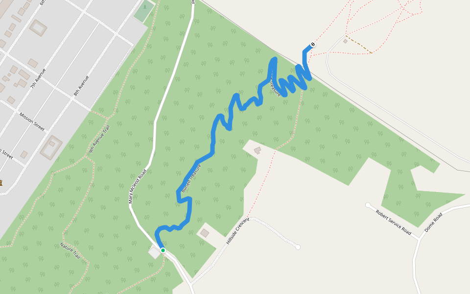 Buried Treasure walking route map in Dawson City