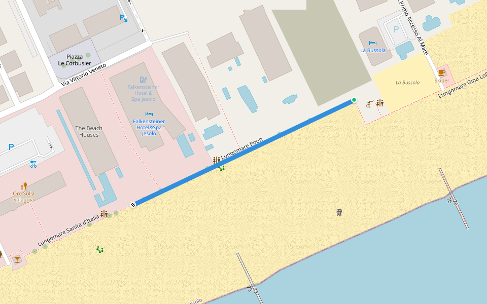 Lungomare Pooh walking route map in Lido di Jesolo