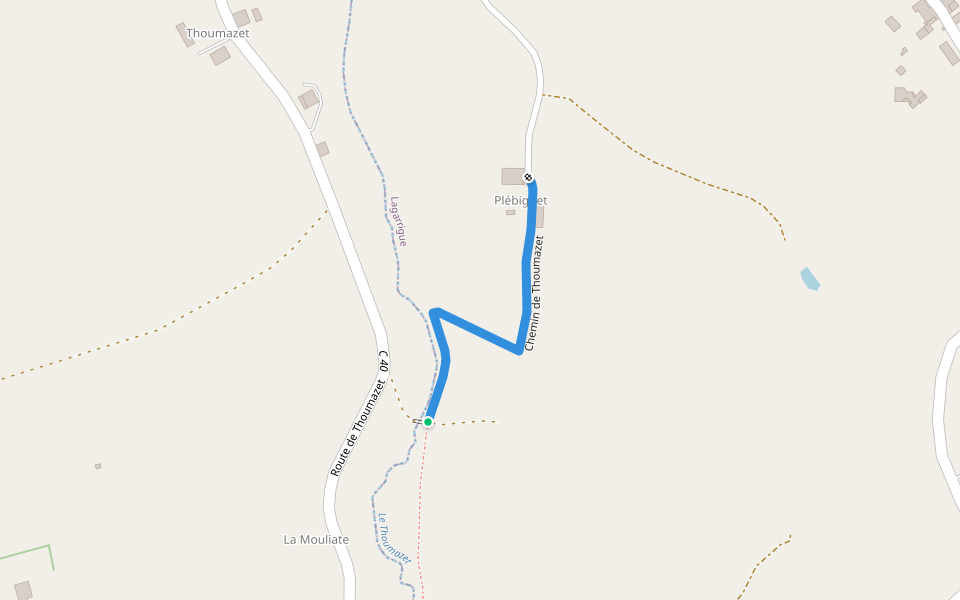 Chemin de Thoumazet walking route map in Lagarrigue