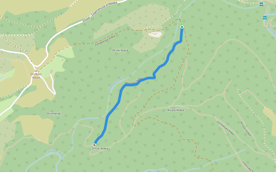 Altxateko bidea walking route map in Etxalar