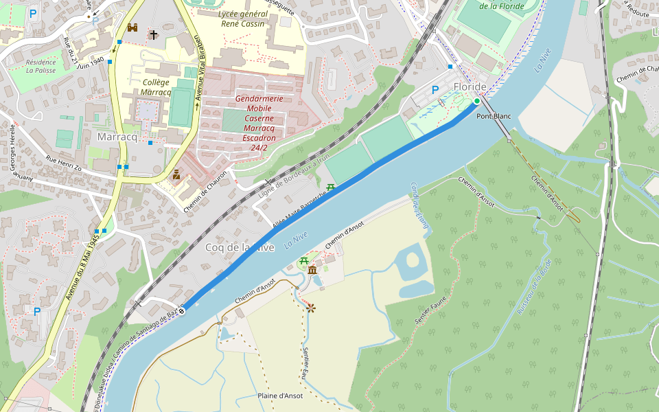 Allée Maite Barnetche walking route map in Bayonne