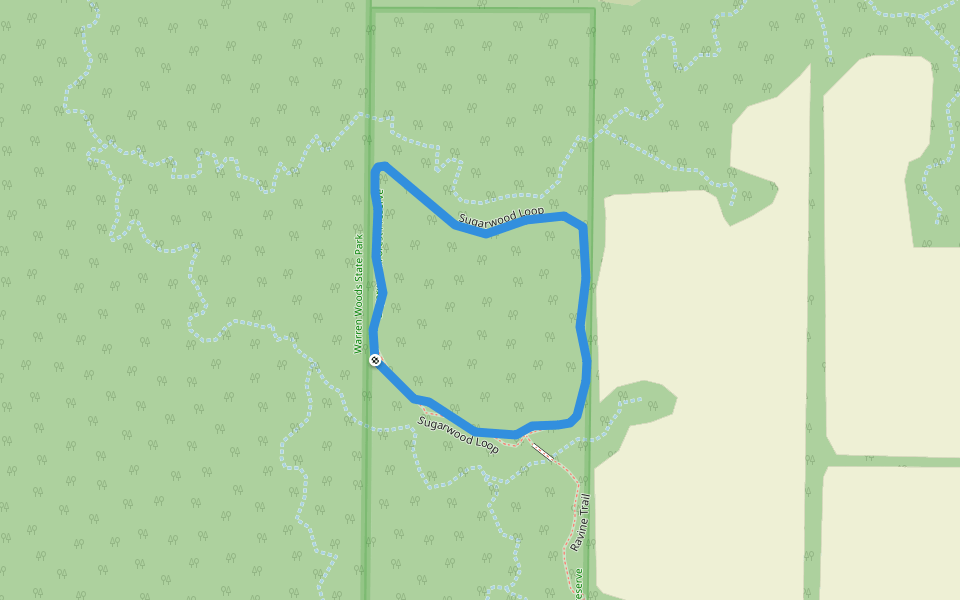 Sugarwood Loop walking route map in Three Oaks