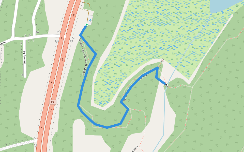 Sentier vert (Canard Branchu) walking route map in Saint-Armand