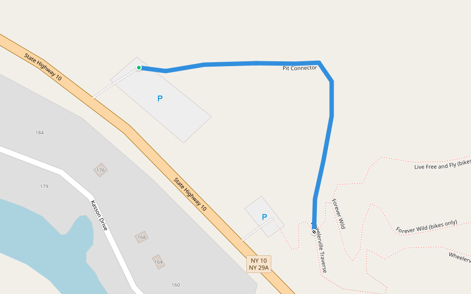 Pit Connector walking route map in Caroga Lake