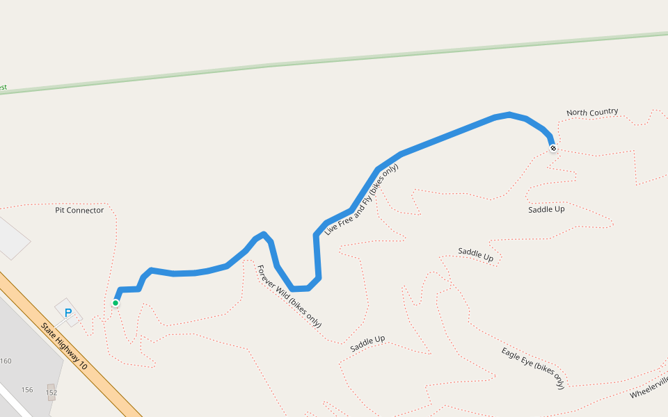 Live Free and Fly (bikes only) walking route map in Caroga Lake