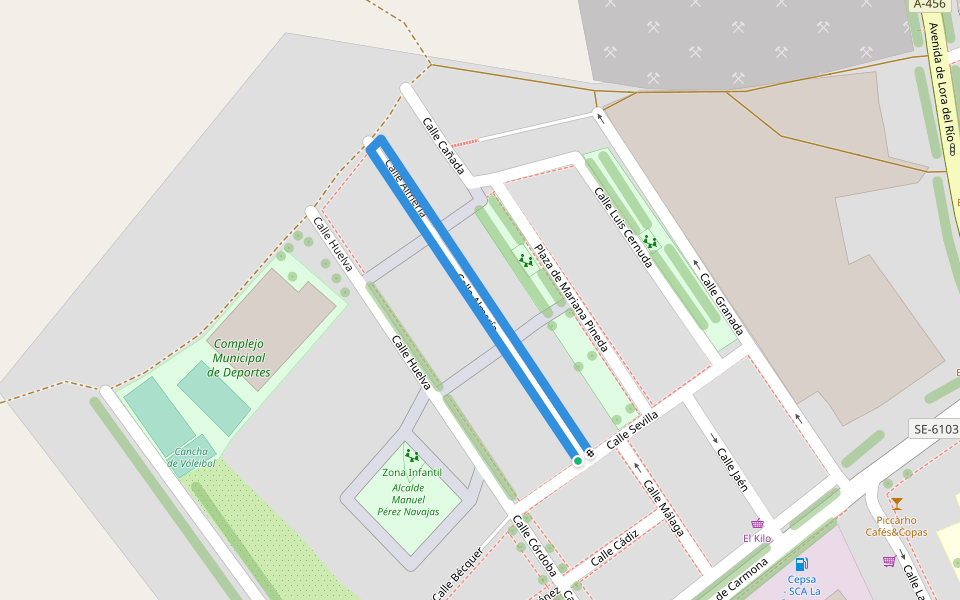 Calle Almería walking route map in La Campana