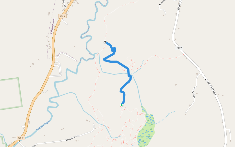 Upper Currey walking route map in Elizabethtown