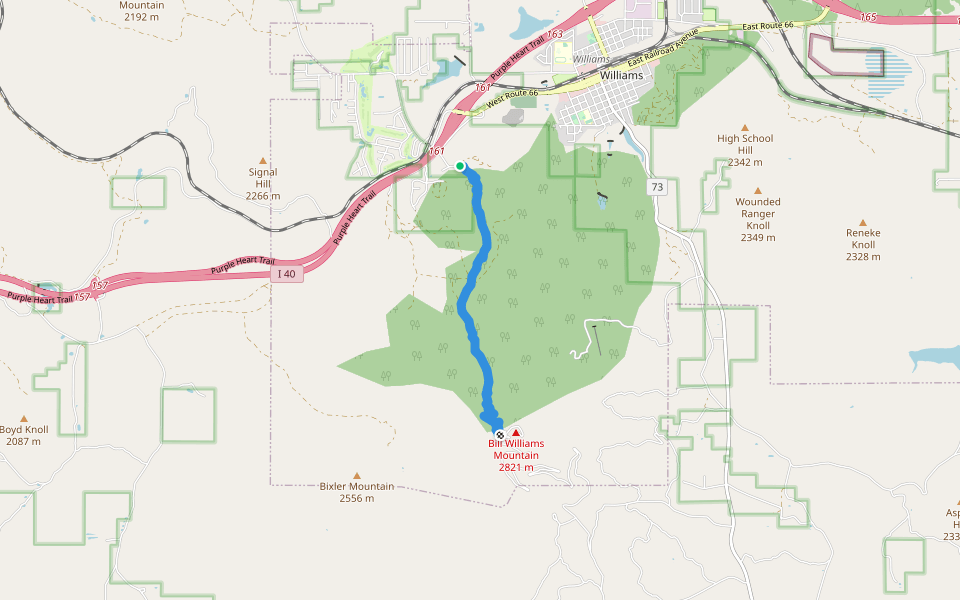 Bill Williams Trail #21 walking route map in Williams