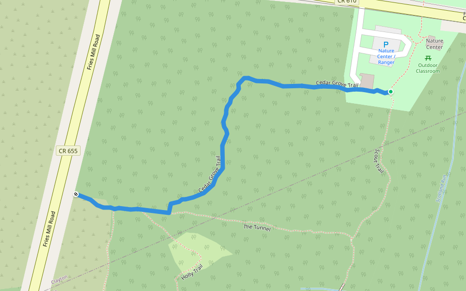 Cedar Grove Trail walking route map in Clayton