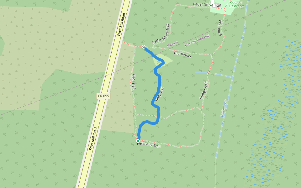 Holly Trail walking route map in Franklin