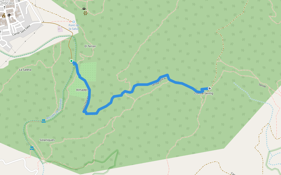 Senda Olocau walking route map in Olocau