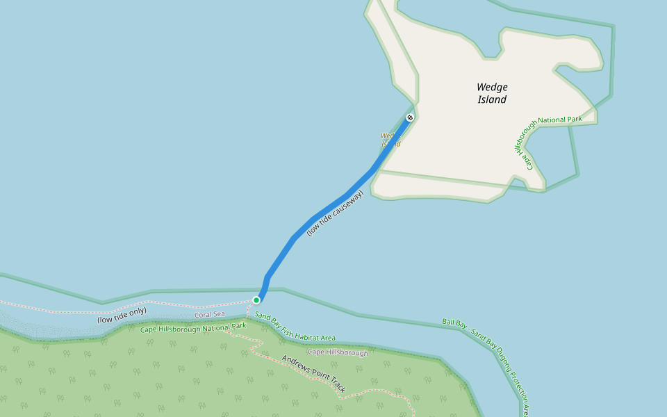 (low tide causeway) walking route map in Coral Sea