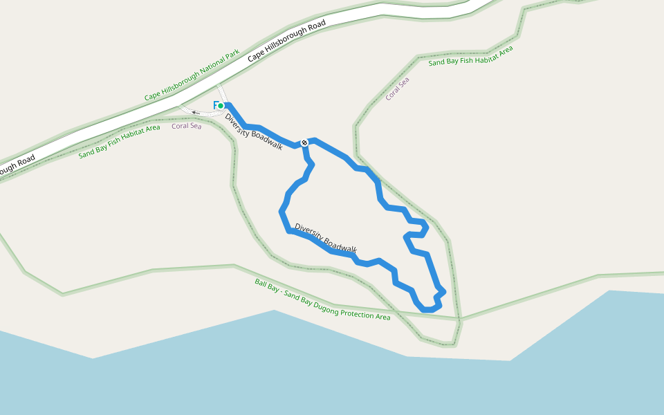 Diversity Boadwalk walking route map in Coral Sea