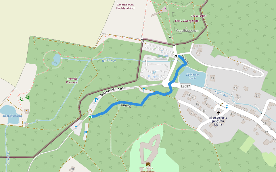 Fußweg walking route map in Dörfles