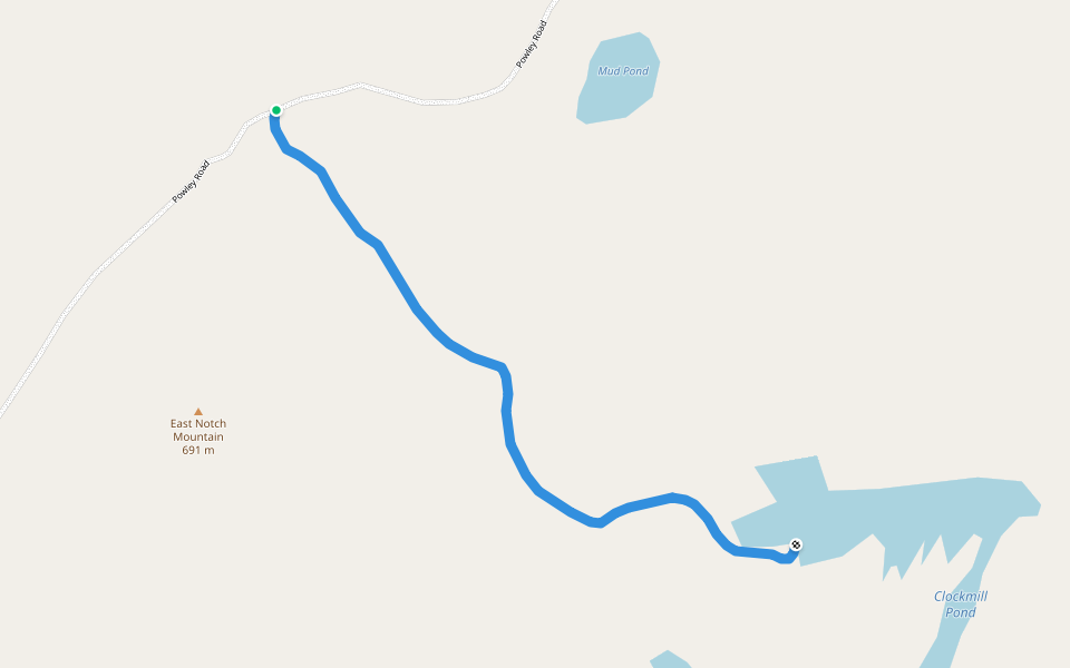 Clockmill Pond Trail walking route map in Caroga Lake