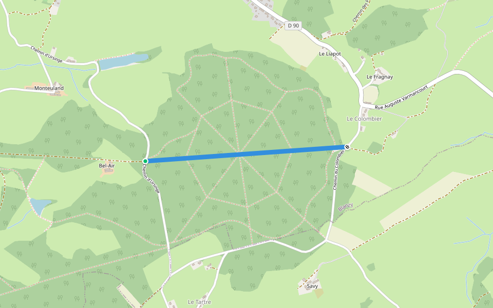 Allée de Bel Air walking route map in Blanzy