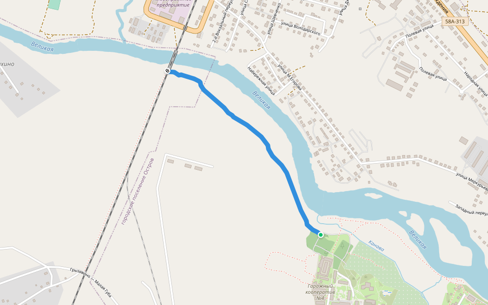 тропа Сосенки- Ж/Д мост walking route map in Ostrov